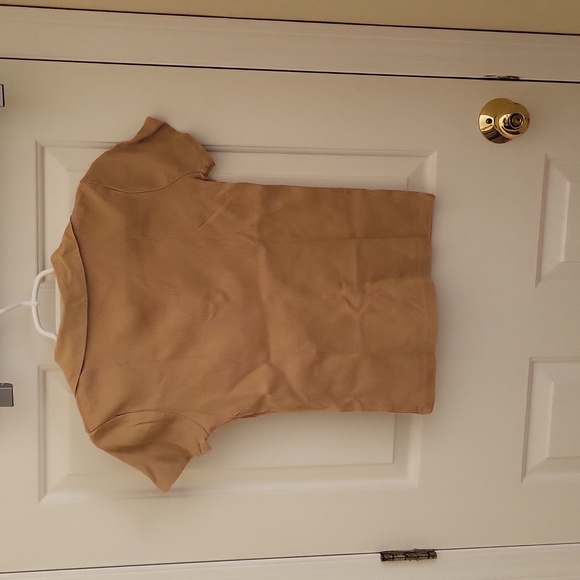 Vintage Gap Tan V-Neck Polo Collar Ribbed Tee, Size S - Picture 2 of 7